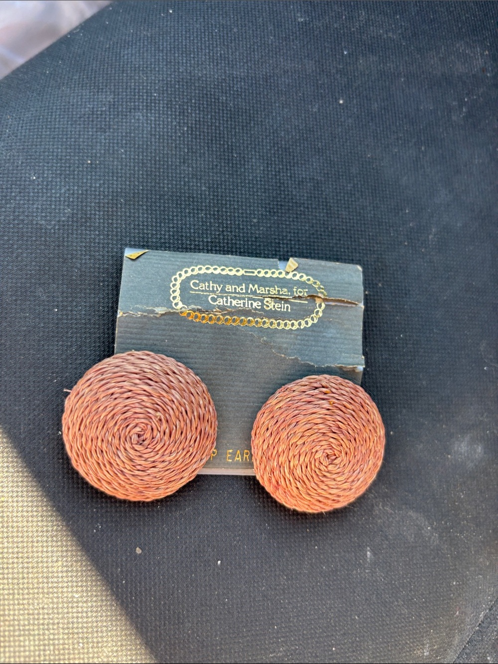 Woven Round Earrings in Terracotta